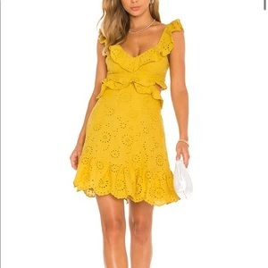 ASTR Ruffle Cut-out Yellow Dress